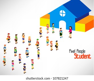 conceptual students go to school vector icon design