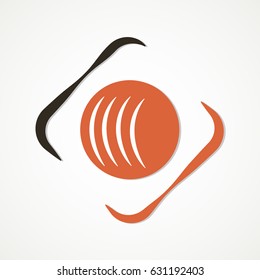 Conceptual sushi logo creative orange and black sticker
