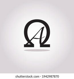 Conceptual Symbolic Alpha and Omega icon brand logo design - from beginning to end or first and last. Vector illustration.