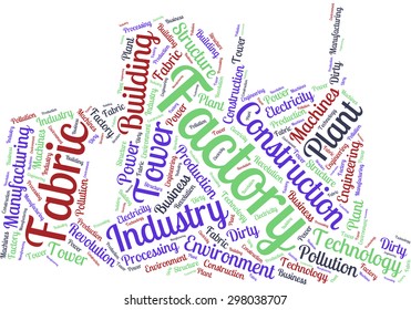 Conceptual tag cloud in the form of an abstract plant on the theme of industry