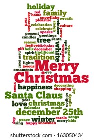 Conceptual tag cloud of words related to Christmas and celebration 