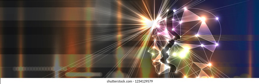 Conceptual technology illustration of artificial intelligence. Abstract futuristic background