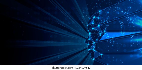 Conceptual technology illustration of artificial intelligence. Abstract futuristic background