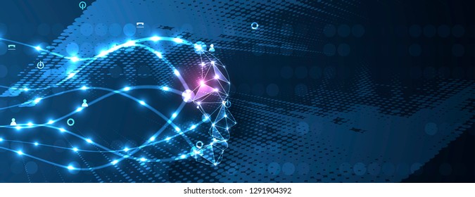 Conceptual technology illustration of artificial intelligence. Abstract futuristic background