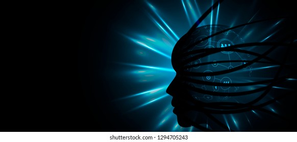 Conceptual technology illustration of artificial intelligence. Abstract futuristic background