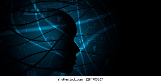 Conceptual technology illustration of artificial intelligence. Abstract futuristic background