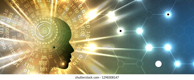 Conceptual technology illustration of artificial intelligence. Abstract futuristic background