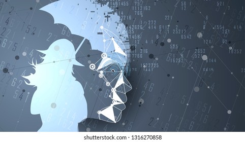Conceptual technology illustration of artificial intelligence. Abstract futuristic background
