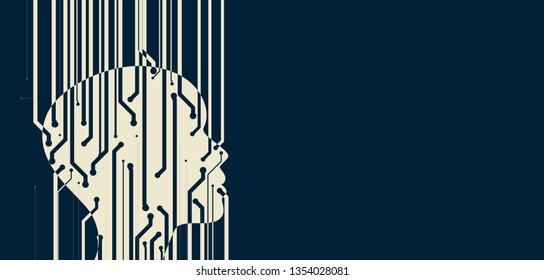 Conceptual technology illustration of artificial intelligence. Abstract futuristic background
