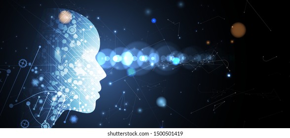 Conceptual technology illustration of artificial intelligence. Abstract futuristic background