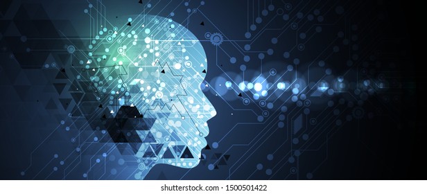 Conceptual technology illustration of artificial intelligence. Abstract futuristic background