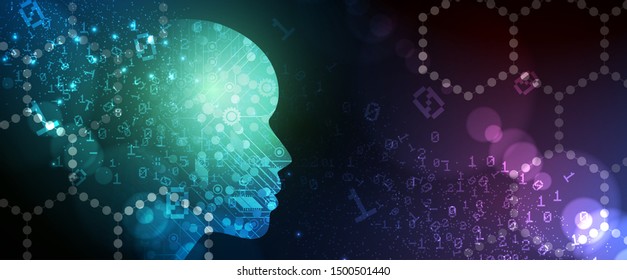 Conceptual technology illustration of artificial intelligence. Abstract futuristic background