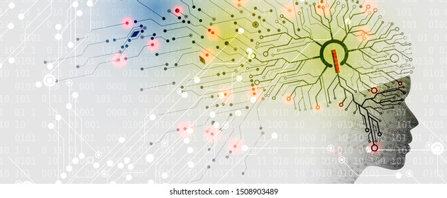 Conceptual technology illustration of artificial intelligence. Abstract futuristic background