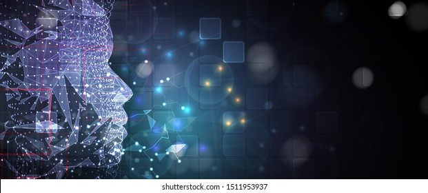 Conceptual technology illustration of artificial intelligence. Abstract futuristic background
