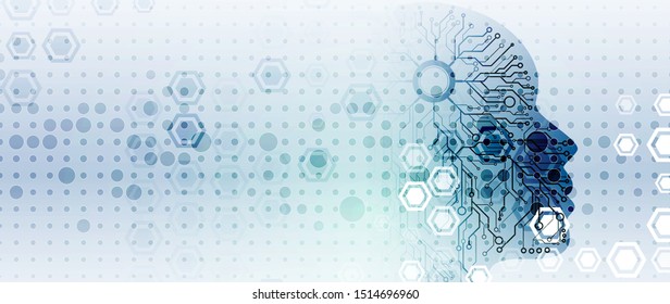 Conceptual technology illustration of artificial intelligence. Abstract futuristic background