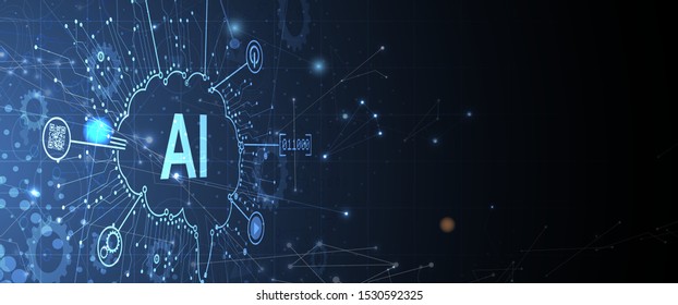 Conceptual technology illustration of artificial intelligence. Abstract vector futuristic background