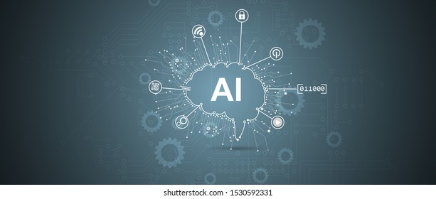 Conceptual technology illustration of artificial intelligence. Abstract vector futuristic background