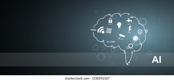 Conceptual technology illustration of artificial intelligence. Abstract vector futuristic background