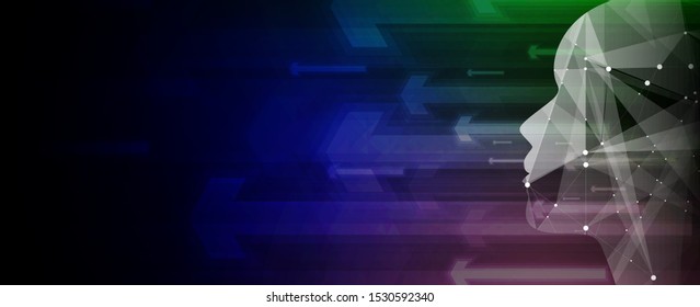 Conceptual technology illustration of artificial intelligence. Abstract vector futuristic background