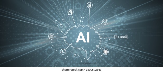 Conceptual technology illustration of artificial intelligence. Abstract vector futuristic background