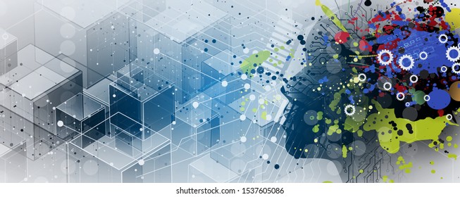 Conceptual technology illustration of artificial intelligence. Abstract futuristic background