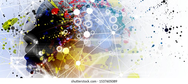 Conceptual technology illustration of artificial intelligence. Abstract futuristic background