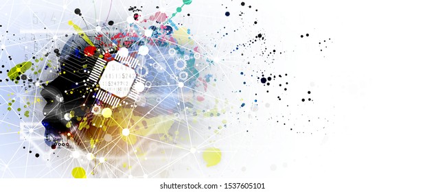 Conceptual technology illustration of artificial intelligence. Abstract futuristic background