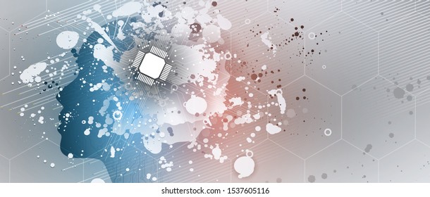 Conceptual technology illustration of artificial intelligence. Abstract futuristic background
