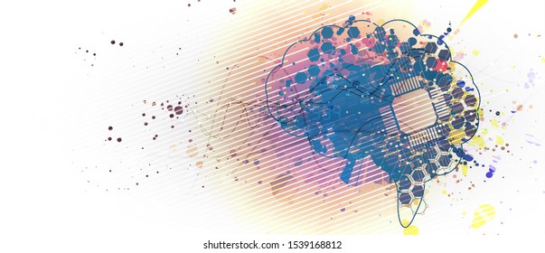 Conceptual technology illustration of artificial intelligence. Abstract futuristic background