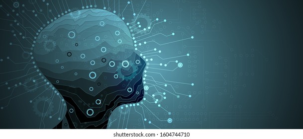 Conceptual technology illustration of artificial intelligence. Abstract futuristic background