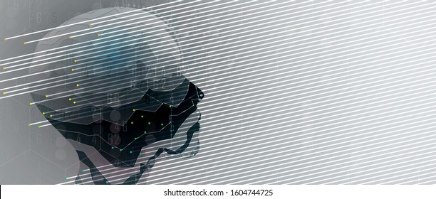 Conceptual technology illustration of artificial intelligence. Abstract futuristic background