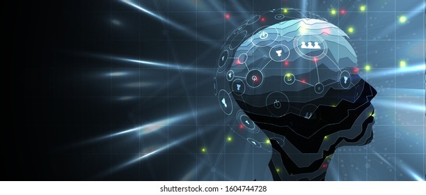 Conceptual technology illustration of artificial intelligence. Abstract futuristic background