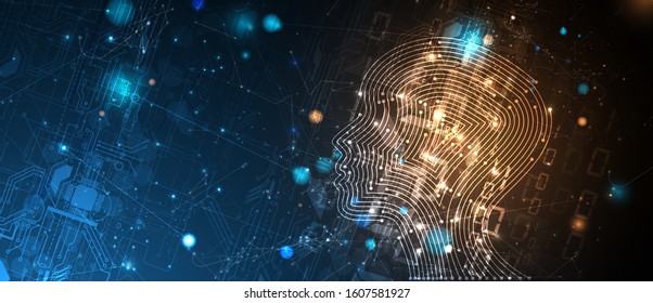 Conceptual technology illustration of artificial intelligence. Abstract futuristic background