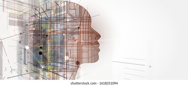 Conceptual technology illustration of artificial intelligence. Abstract futuristic background