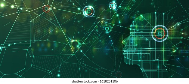 Conceptual technology illustration of artificial intelligence. Abstract futuristic background