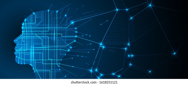 Conceptual technology illustration of artificial intelligence. Abstract futuristic background