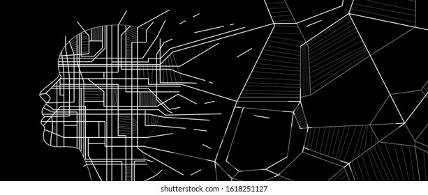 Conceptual technology illustration of artificial intelligence. Abstract futuristic background