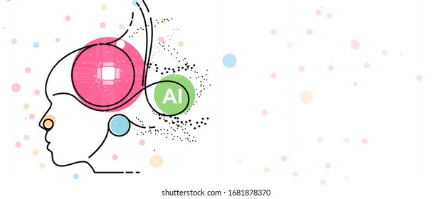 Ilustración tecnológica conceptual de la inteligencia artificial. Antecedentes futuristas abstractos