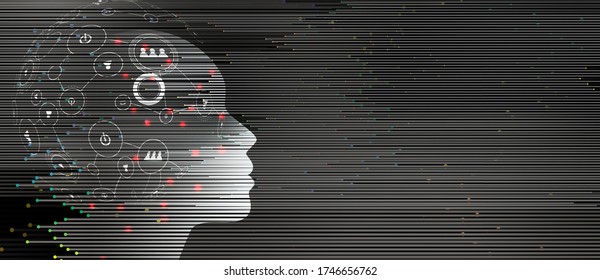 Ilustración conceptual de la inteligencia artificial. Resumen de fondo futurista