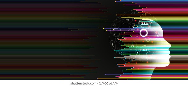 Konzeptuelle Technologiebildlichung künstlicher Intelligenz. Abstrakter futuristischer Hintergrund