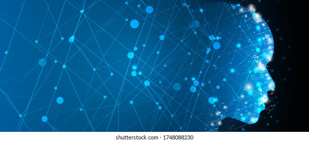 Konzeptuelle Technologie-Illustration künstlicher Intelligenz. Abstrakter futuristischer Hintergrund