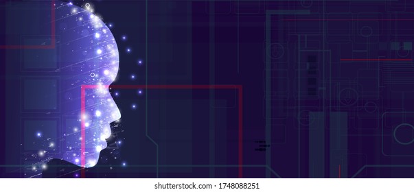 Conceptual technology illustration of artificial intelligence. Abstract futuristic background