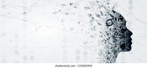 Konzeptuelle Technologie-Illustration künstlicher Intelligenz. Abstrakter futuristischer Hintergrund