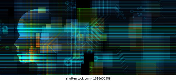 Conceptual technology illustration of artificial intelligence. Abstract futuristic background