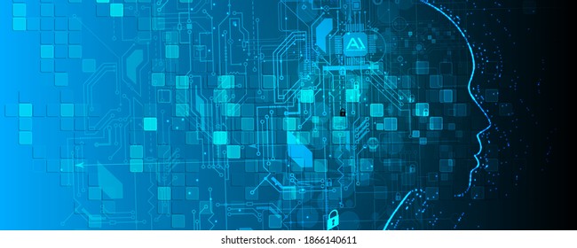 Conceptual technology illustration of artificial intelligence. Abstract futuristic background