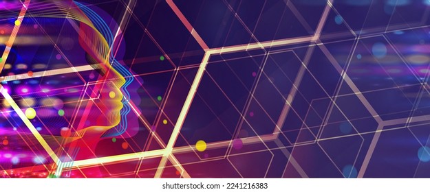 Conceptual technology illustration of artificial intelligence. Abstract futuristic background