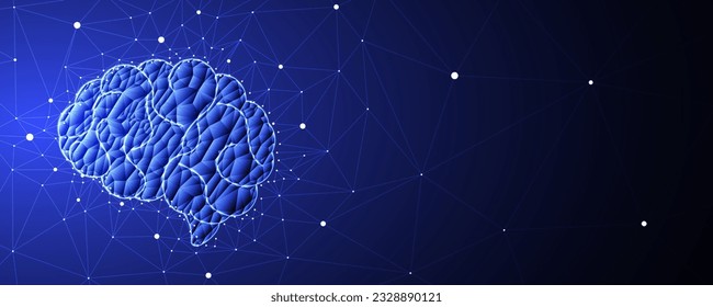 Ilustración conceptual de la inteligencia artificial. Ilustración digital del cerebro humano