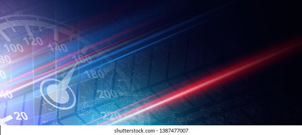 Conceptual technology illustration of racing speed. Abstract futuristic sport background with shiny lights.