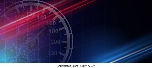 Conceptual technology illustration of racing speed. Abstract futuristic sport background with shiny lights.