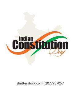 Conceptual Template Design For Indian Constitution Day, 26 November. Silhouette Of Indian Map. National Tricolor Ribbon Illustration.